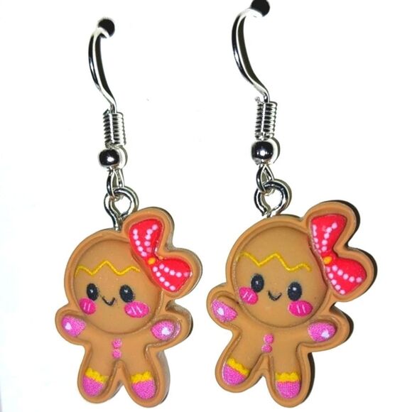 Super cute festive gingerbread holiday earrings - Picture 1 of 4